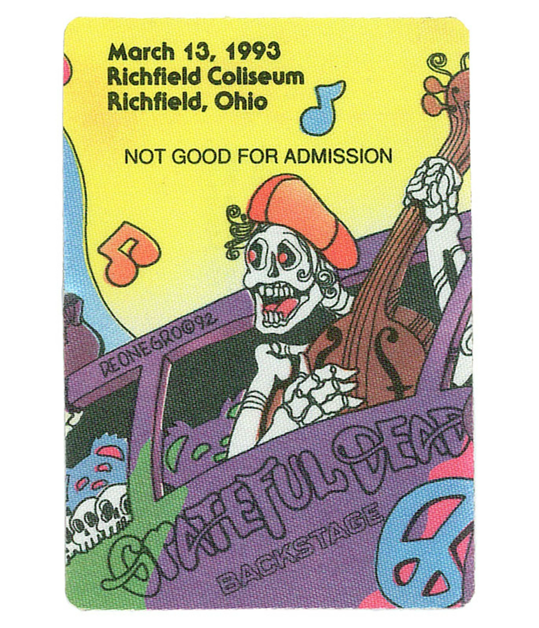 Grateful Dead 1993 03-13 Backstage Pass 3 Grateful Dead 1993 03-13 Backstage Pass