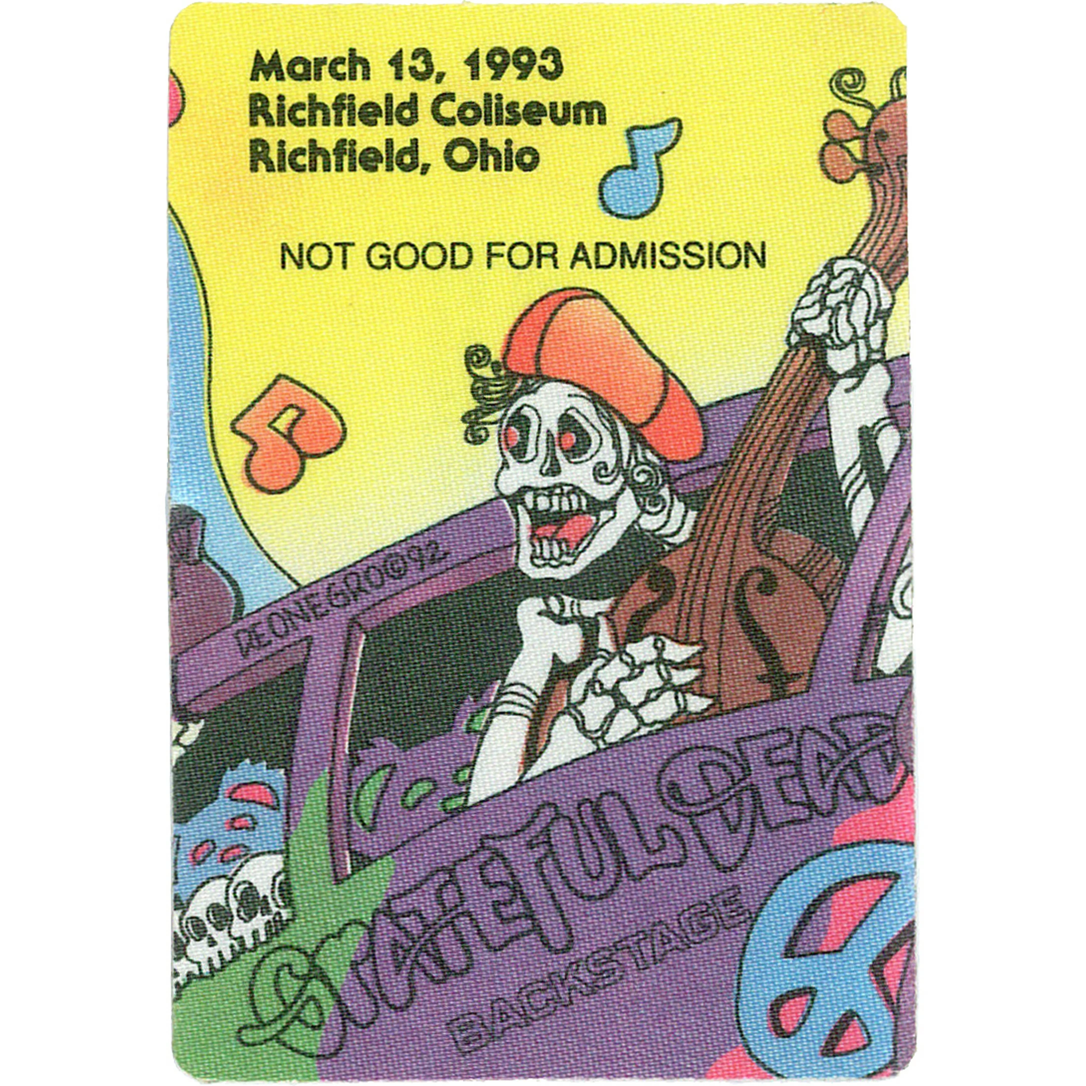 Grateful Dead 1993 03-13 Backstage Pass 4 Grateful Dead 1993 03-13 Backstage Pass - Image 2