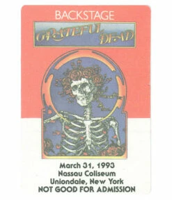 Grateful Dead 1993 03-31 Backstage Pass